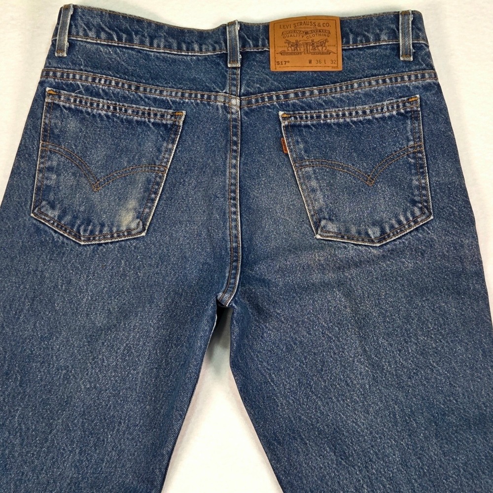 Vtg Levi's 90's 517 Orange Tab Bootcut Made in USA Jeans 36x32 (34×32) Blue 1996 - Picture 8 of 16